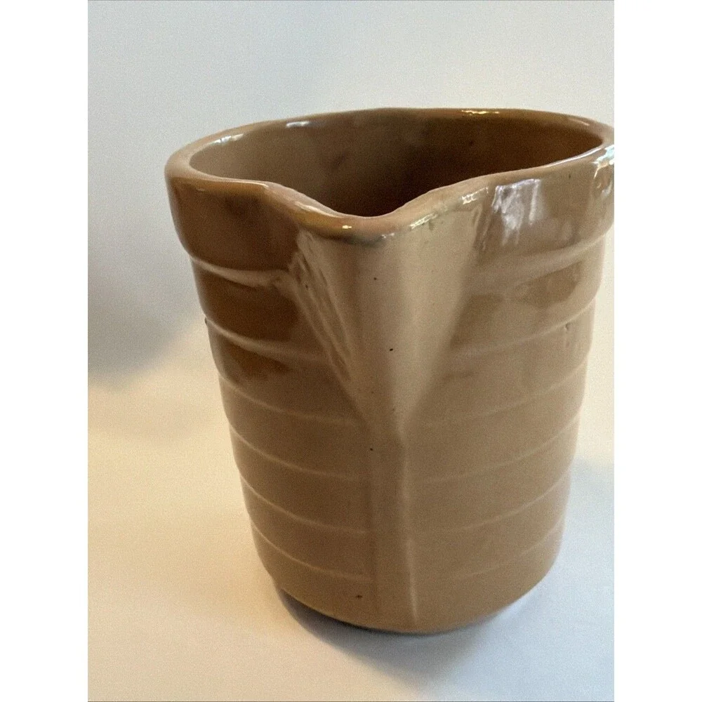 Vintage Ted Steinmetz Eyota MN Advertising Ribbed Pottery Pitcher Primitive